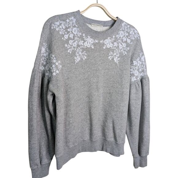 Ulla Johnson Judith Embroidered Floral Sweatshirt Small Gray Pullover Cotton - Picture 3 of 10